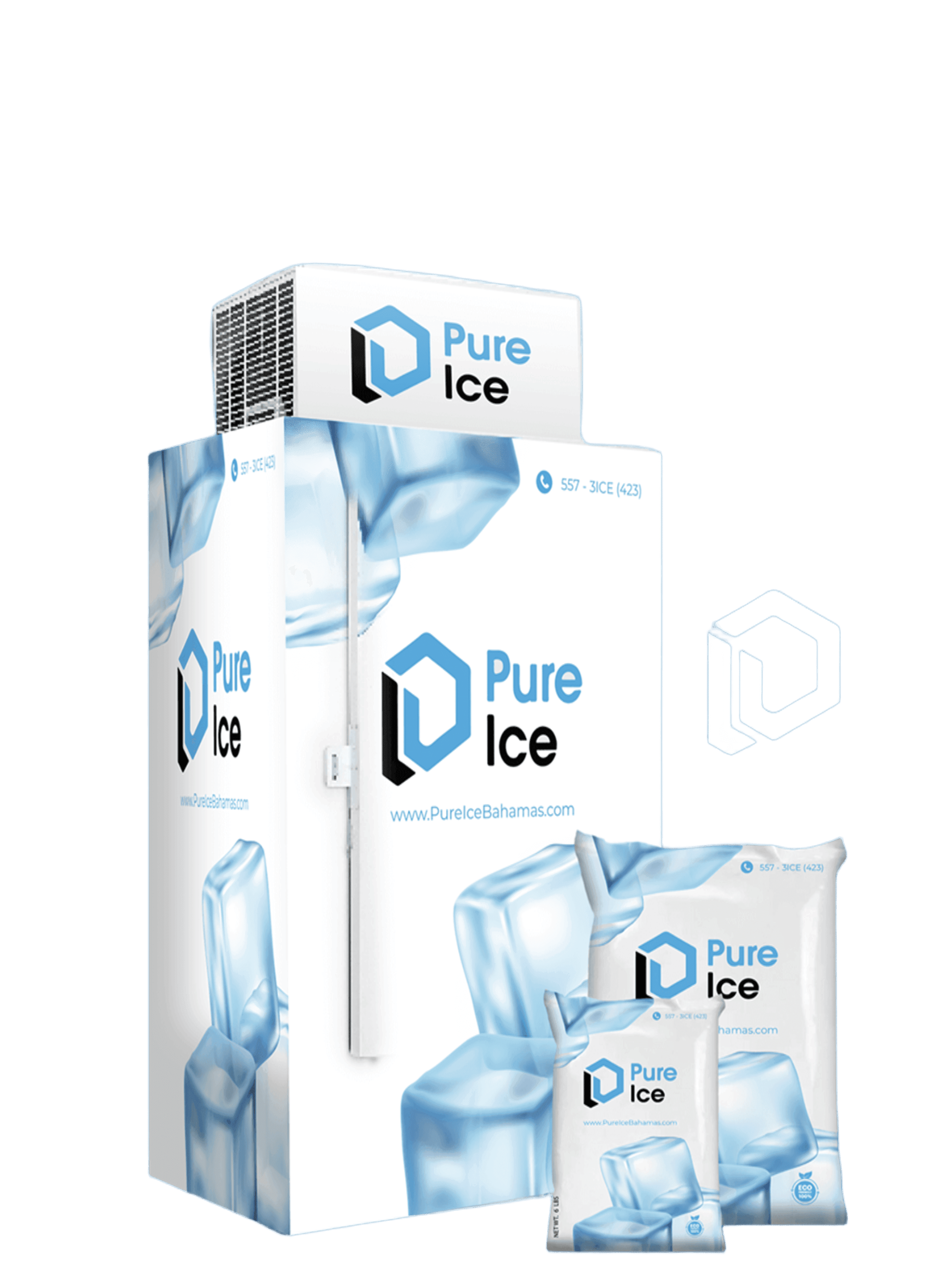 Pure Ice freezer and bagged ice